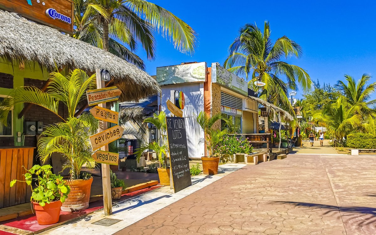 Puerto Escondido Street in Oaxaca, Mexico.