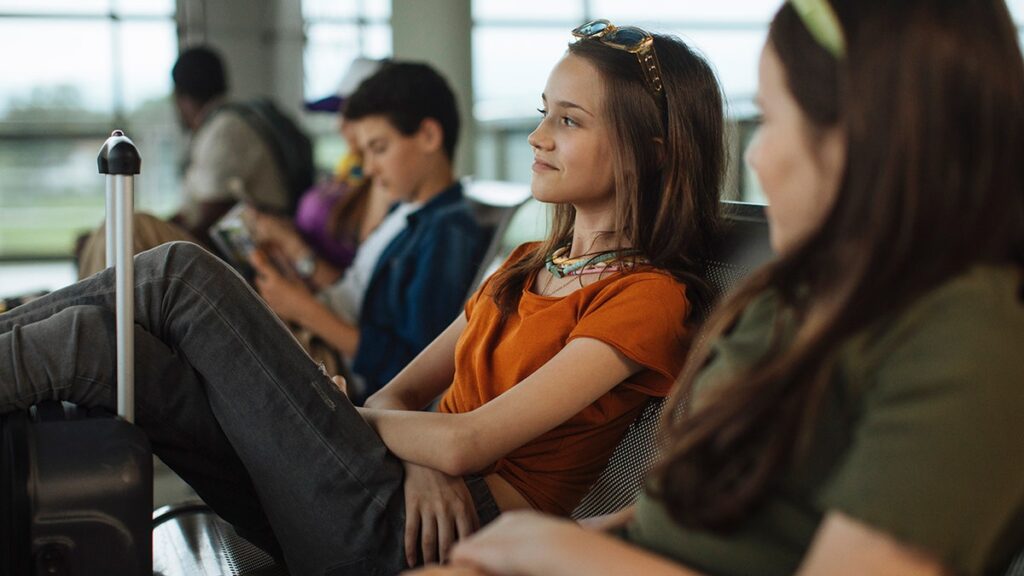 Young people at the airport